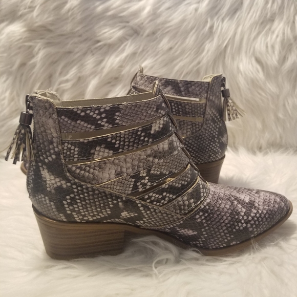 Fergalicious By Fergie Malaki Snakeskin Print Heeled Booties - Picture 7 of 8